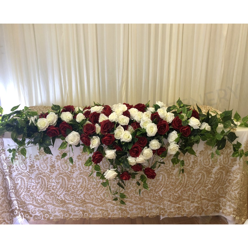 For Hire – Bridal Table Centrepiece (Red & White) 180cm