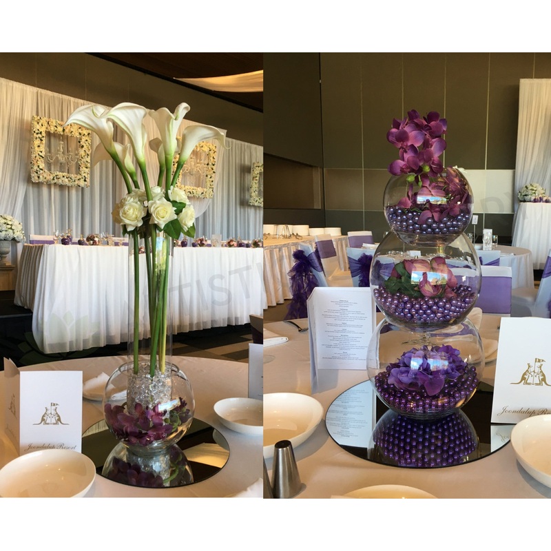 For Hire – Custom-made table centrepieces – Purple & White