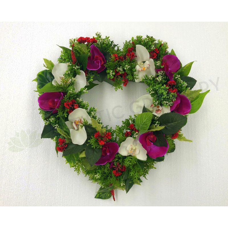 Heart Shaped Floral Wreath (Pink & White) 35cm / 60cm