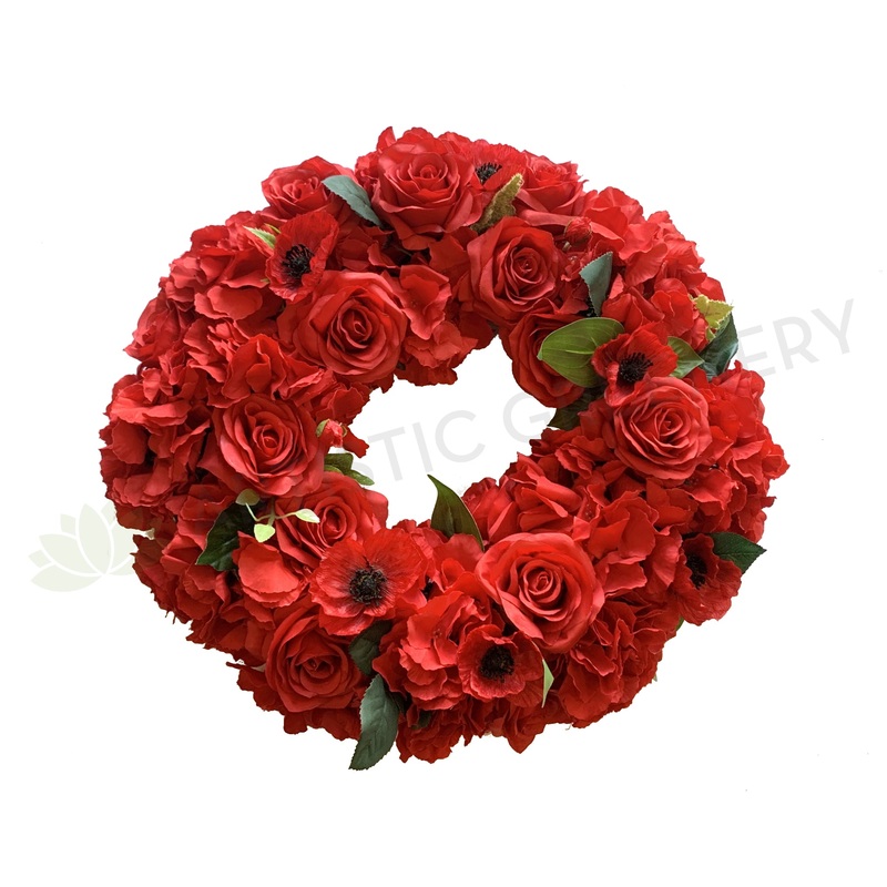 Anzac Day Floral Wreath (Red Poppy) 30 / 40 / 50cm – SYM0042