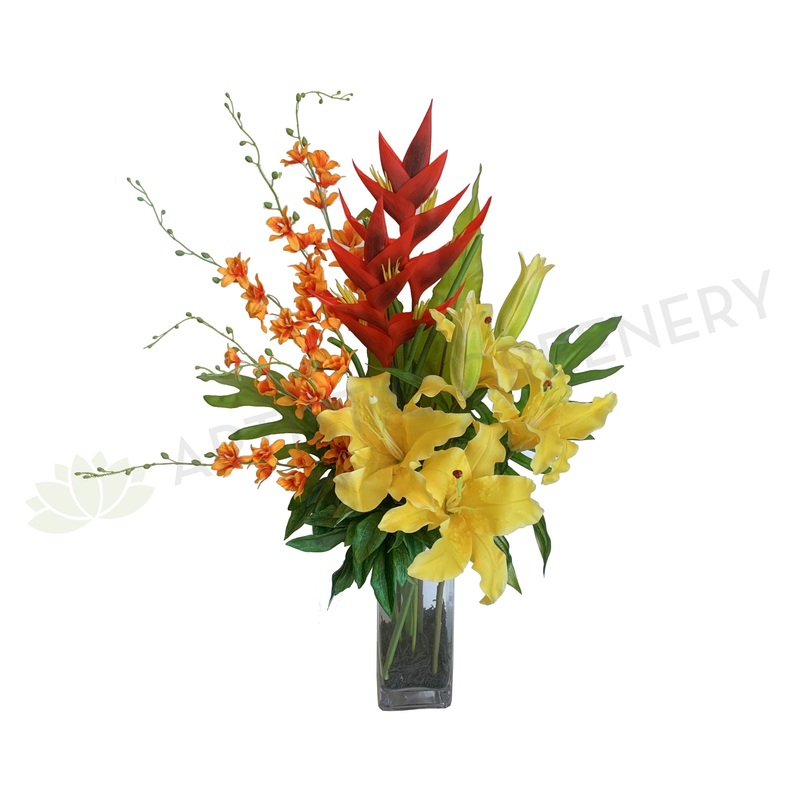 FA1002B – Vibrant Lilies Floral Arrangement 78cm Tall