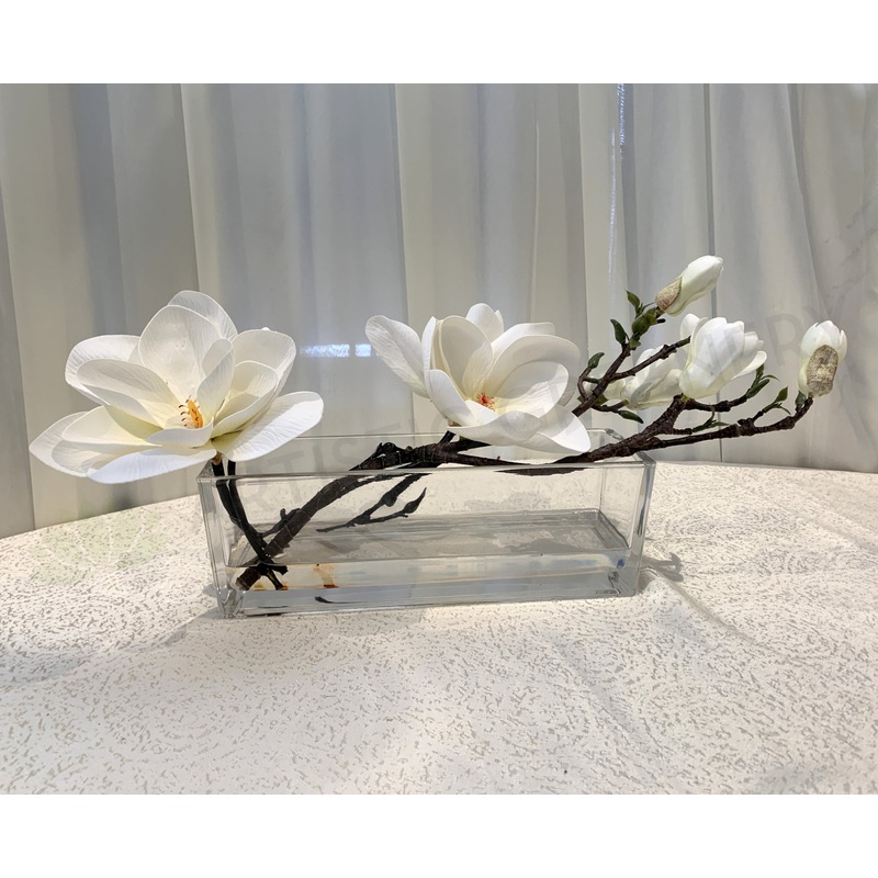 FA1093 – Artistic White Magnolia Floral Arrangement 20cm Tall