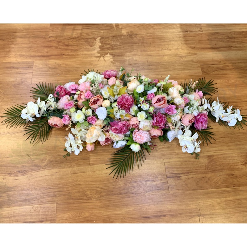 Pink Casket Spray / Memorial Flowers 70cm /100cm / 140cm Long – SYM0040