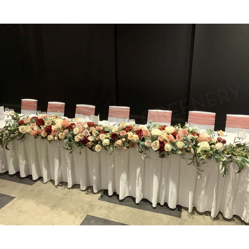 For Hire – Grand Floral Bridal Table Centrepiece 170 / 250cm (Code: HI0034BRIDAL) Kelsi