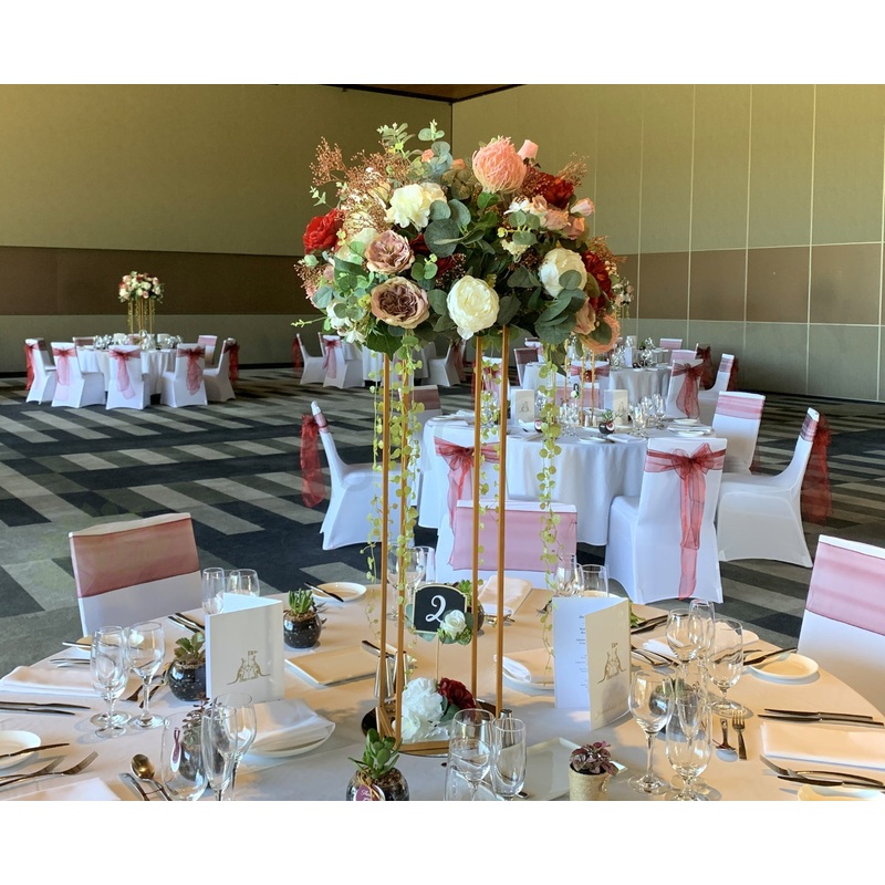 For Hire – Grand Floral Centrepiece on Gold Stand 100cm (Code: HI0034GUEST) Kelsi