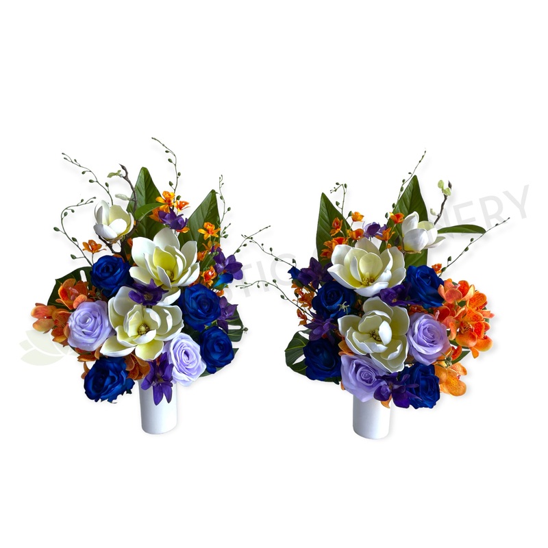 Cemetery Flowers (Vibrant Blue & Orange) 50 x 33 cm – SYM0052
