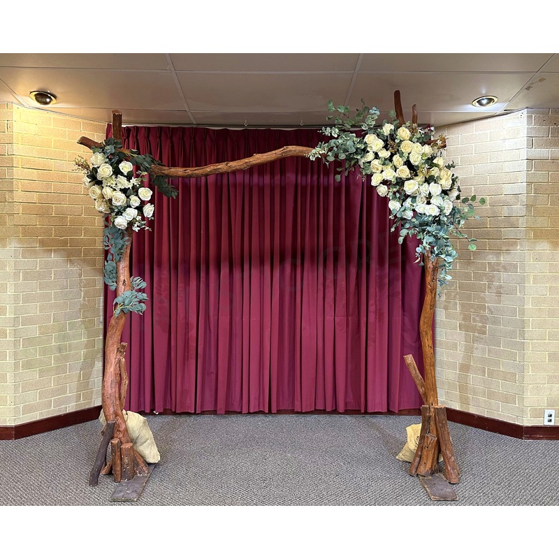 For Hire – Timber Arbor with White Roses 275cm (Code: HI0049R)