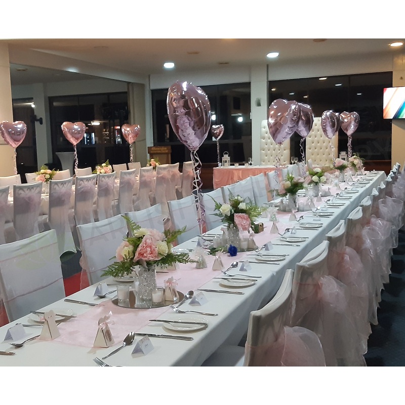 For Hire – Small Centrepiece / Flower Arrangement – Pink & White in Mason Jar (Ref: Samantha) Code: HI-SFM