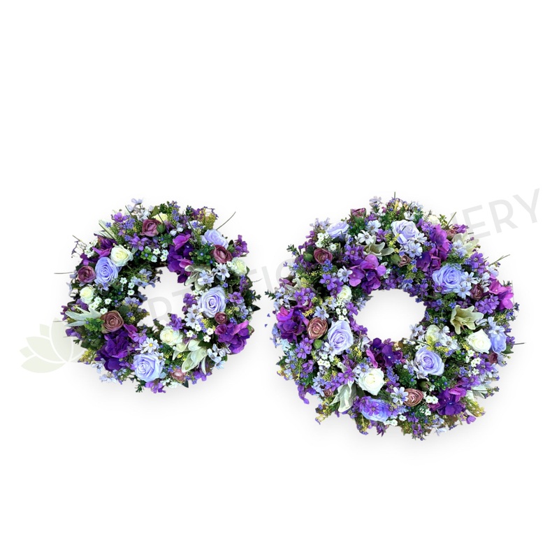 Purple & White Floral Wreath 30cm / 40 / 50cm – SYM0031WRE