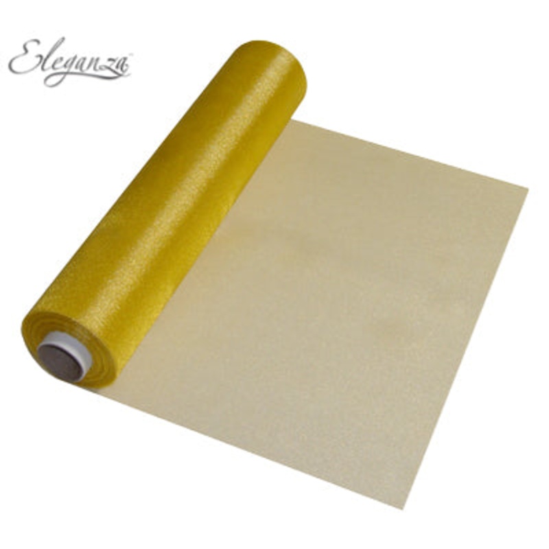 29cmx25m Organza Fabric Sheer Roll Gold