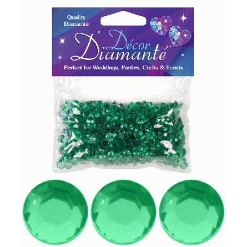 28g of Emerald Green Diamante Table Scatters