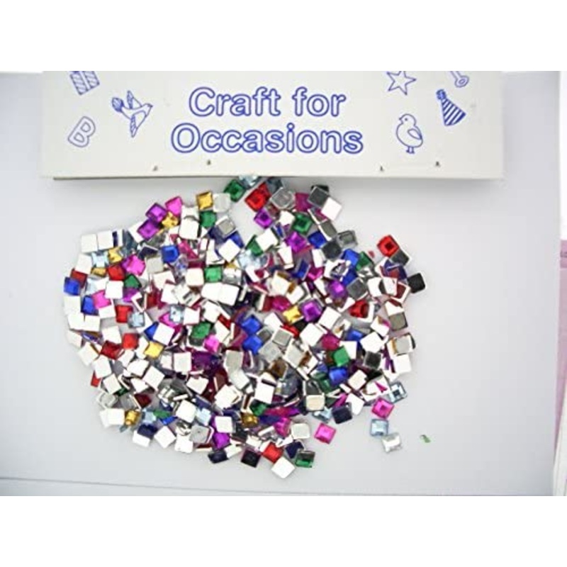 4mm Mirror square Stick on Gems