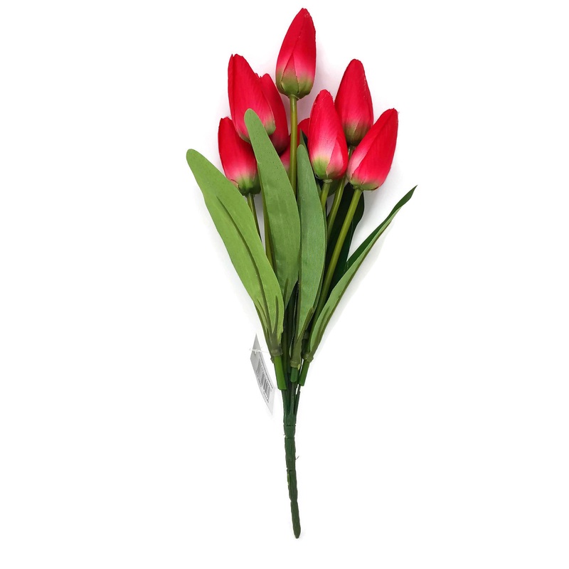 9 Head Tulip Bush x 38cm – Deep Pink