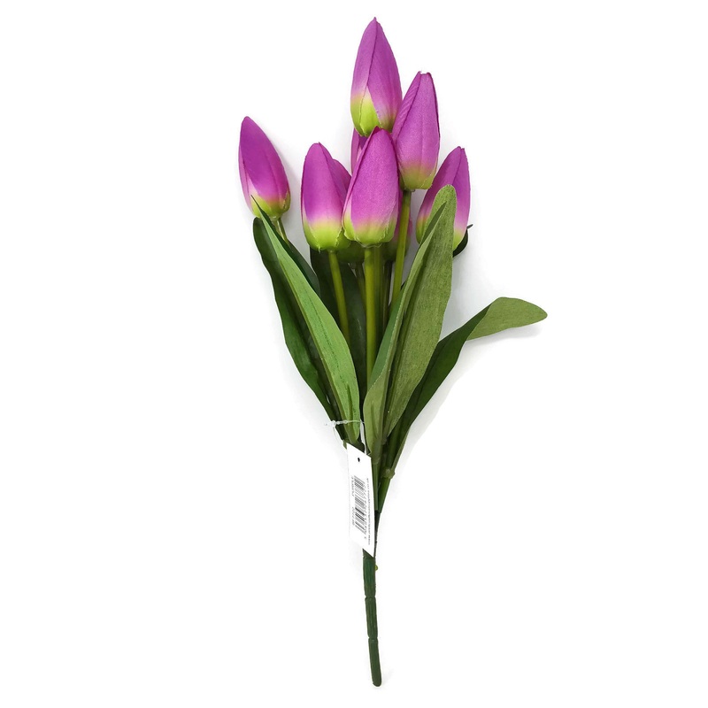 9 Head Tulip Bush x 38cm – Purple