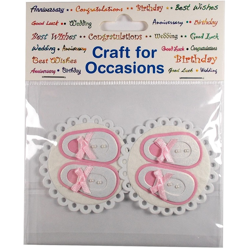 Baby Booties Pink Self Adhesive Card Toppers