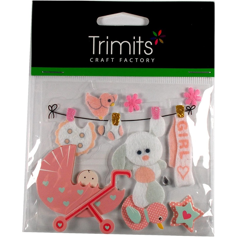 Baby Girl Pink Self Adhesive Card Toppers Craft Embellishment