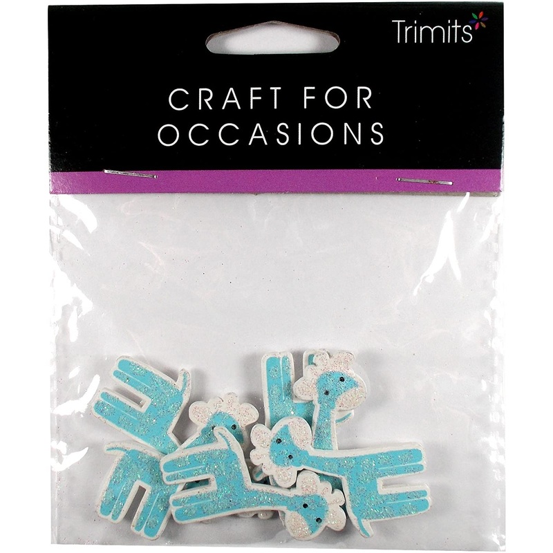 Blue Baby Giraffe Self Adhesive Embellishments Pack of 6, 13x10cm size