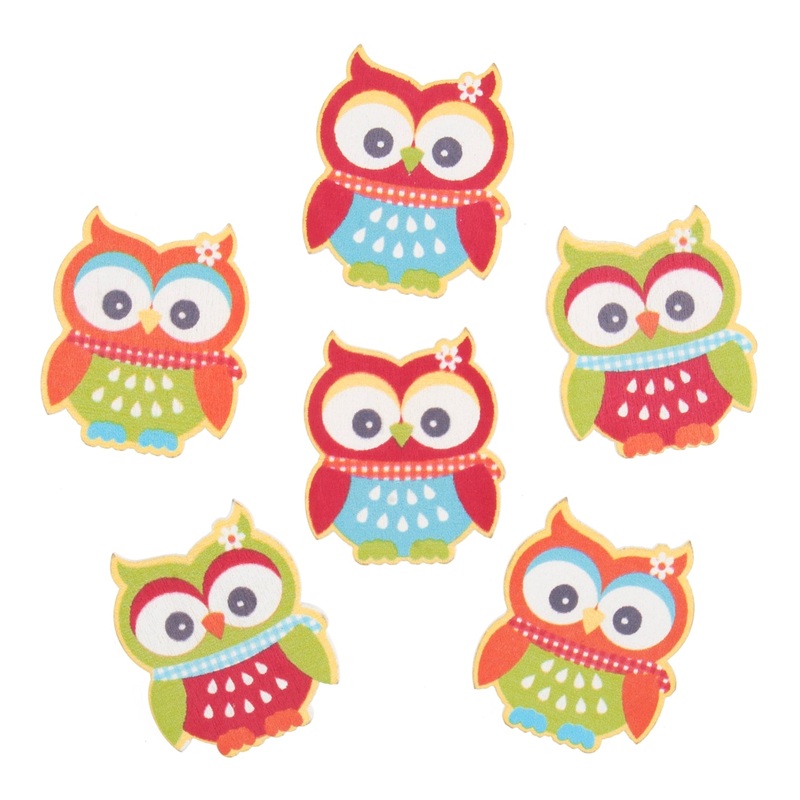 Craft Embellishments Bright Owls Pack of 6