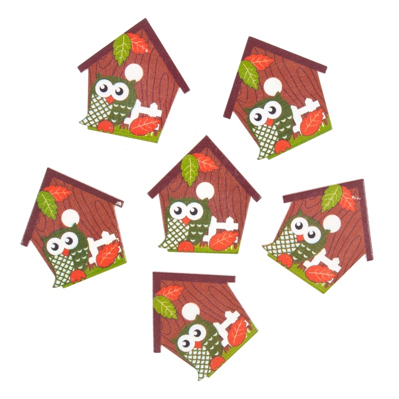Craft Embellishments Owls Houses Pack of 6