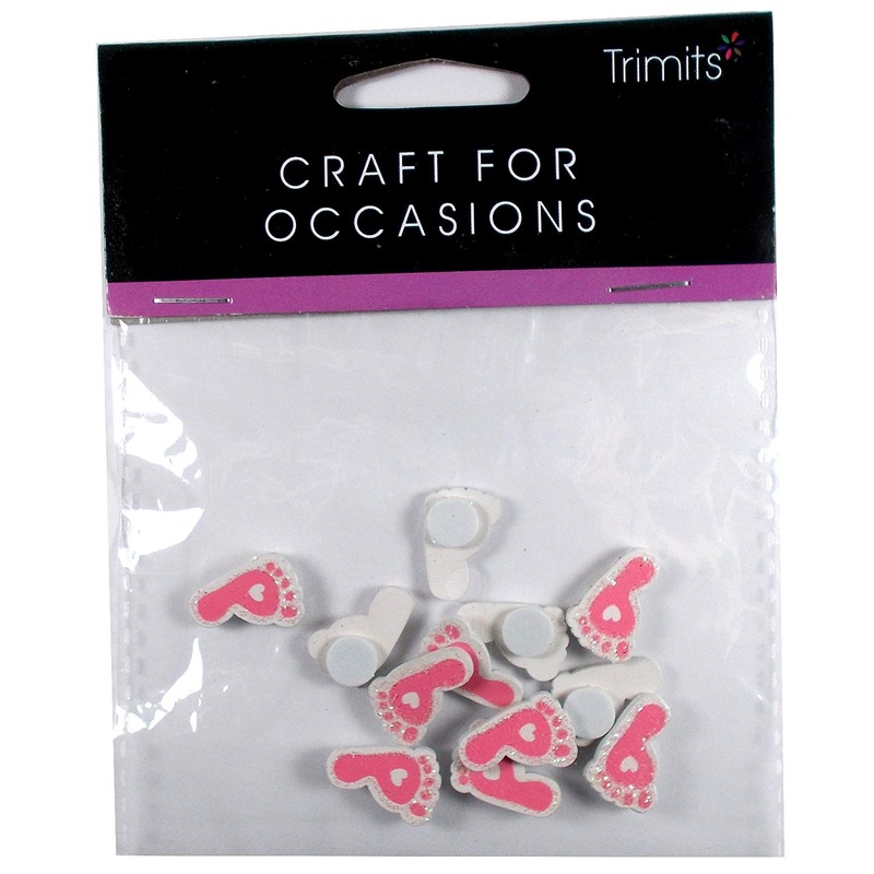 Pack of 12 Wooden Sticky Pink Baby Feet