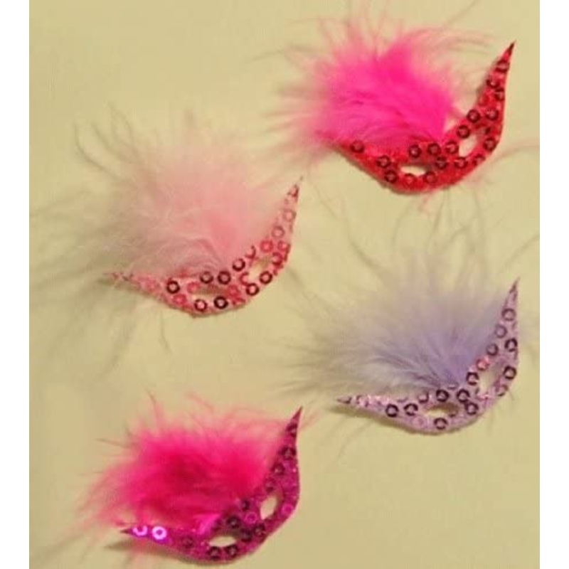 Pack of 4 Feathered Masks Card Craft Topper Embellishment