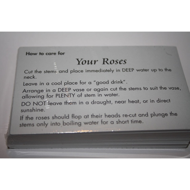 50 rose care cards for flowers and gifts gr8580