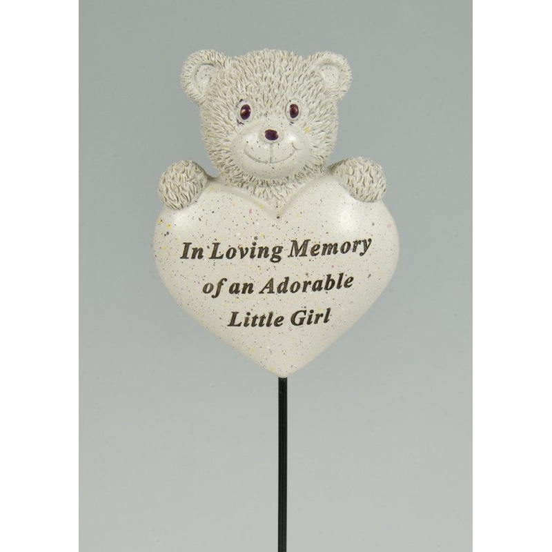 Memorial Bear Heart Stick – Little Girl