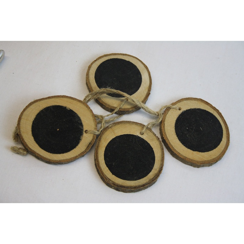 Wooden Blackboard Round Tags x 3