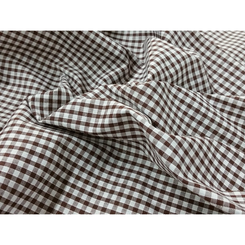 1 metre Brown Gingham 1/8 Check Polycotton Fabric x 112cm – G8BROWN till code