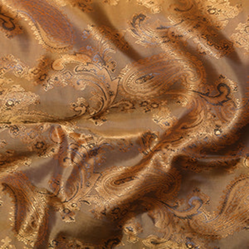 1 metre Paisley Jacquard Lining – Navy on Gold