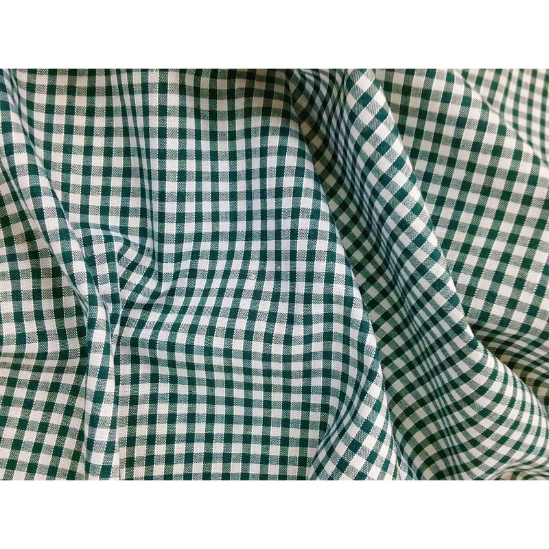 1M Gingham 1/8 Check Polycotton Fabric x 112cm – Bottle Green (G8BOT )