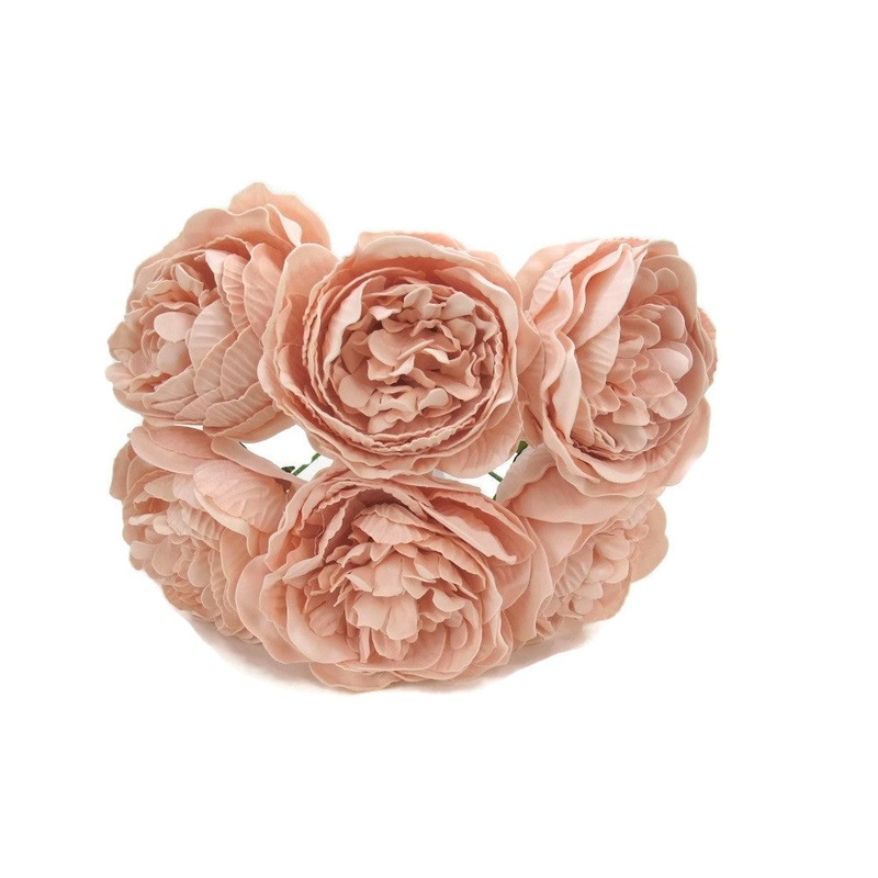 6 Head Colourfast Foam Peony Bunch – Vintage Peach