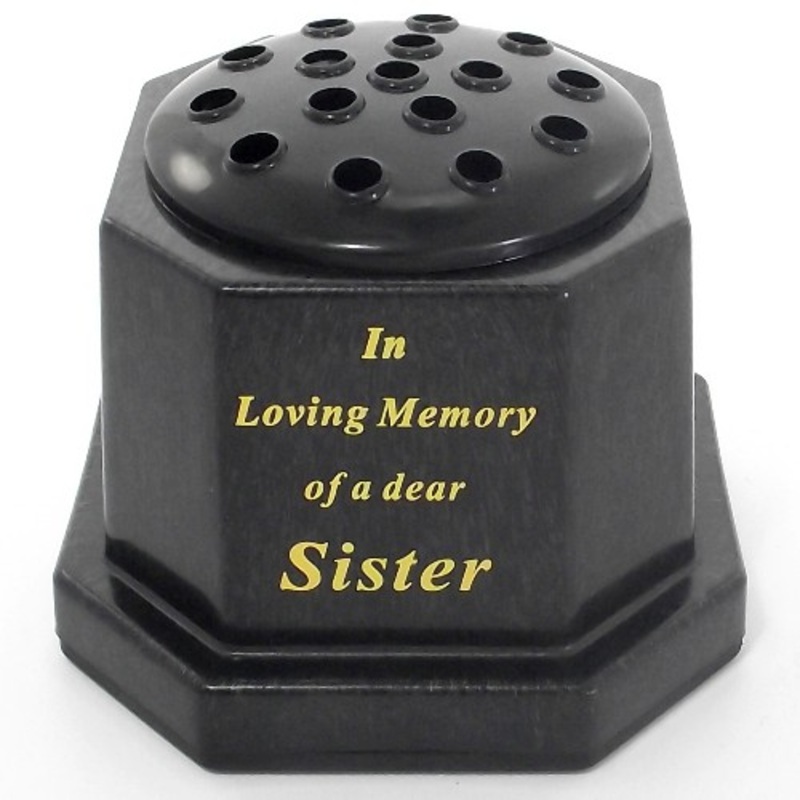 Black In Loving Memory Sister Memorial Pot
