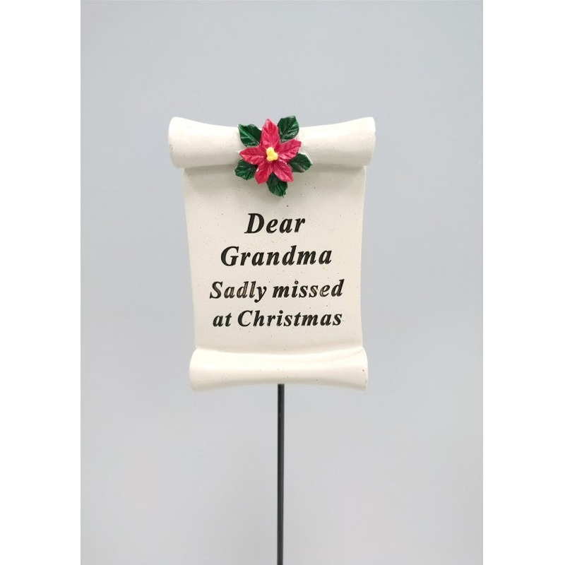 Christmas Scroll Poinsettia Memorial Stick – Grandma