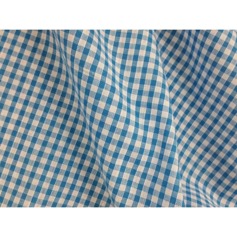 Gingham 1/8 Check Polycotton Fabric x 112cm – Kingfisher Blue – 1 metre – code G8K