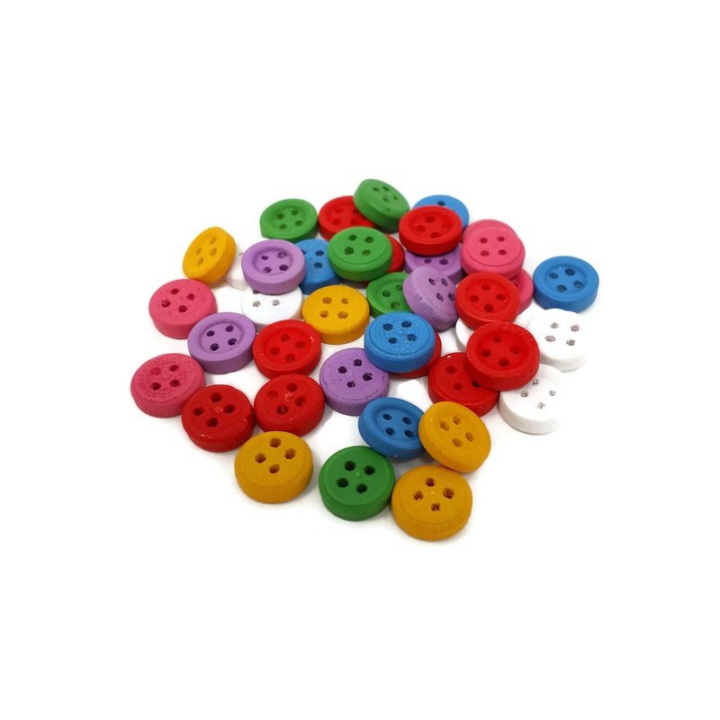 Pack of 35 Small Craft Buttons  x 10mm – Assorted Colours