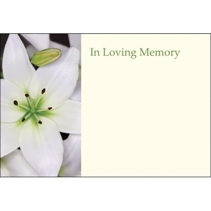 Pack of 50 White Lily Florist Message Cards – In Loving Memory 60-00073