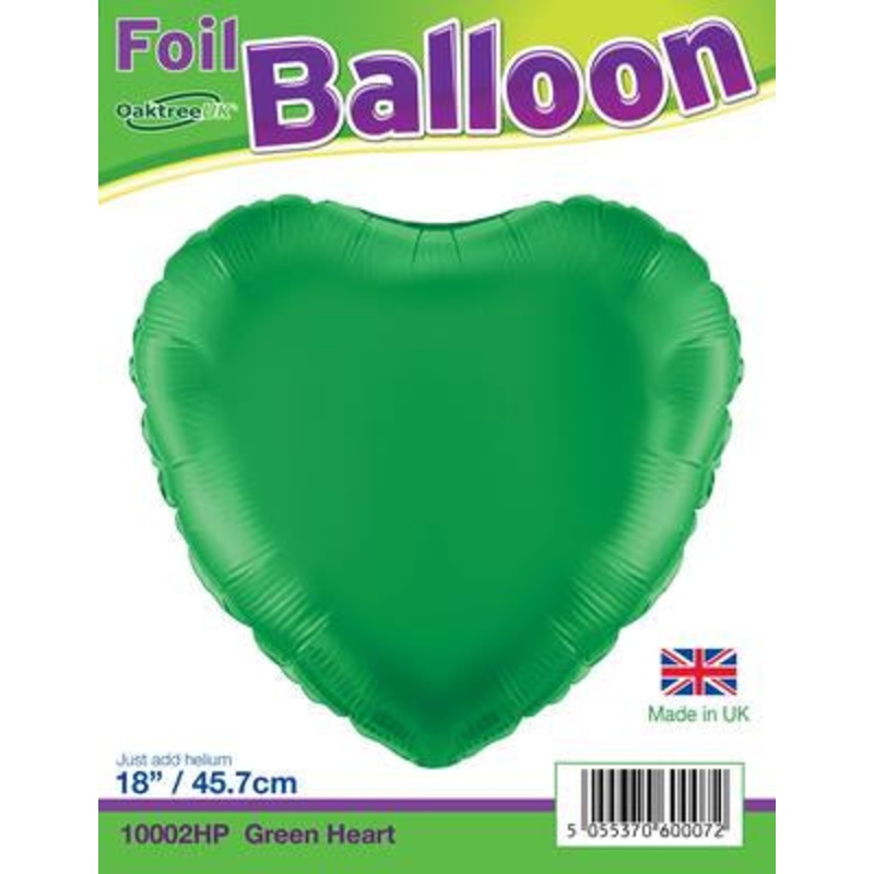 18 Emerald Green heart Foil Helium Balloon