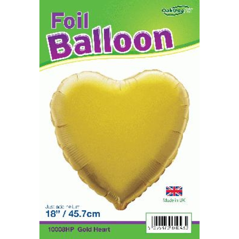 18 Gold heart Foil Helium Balloon