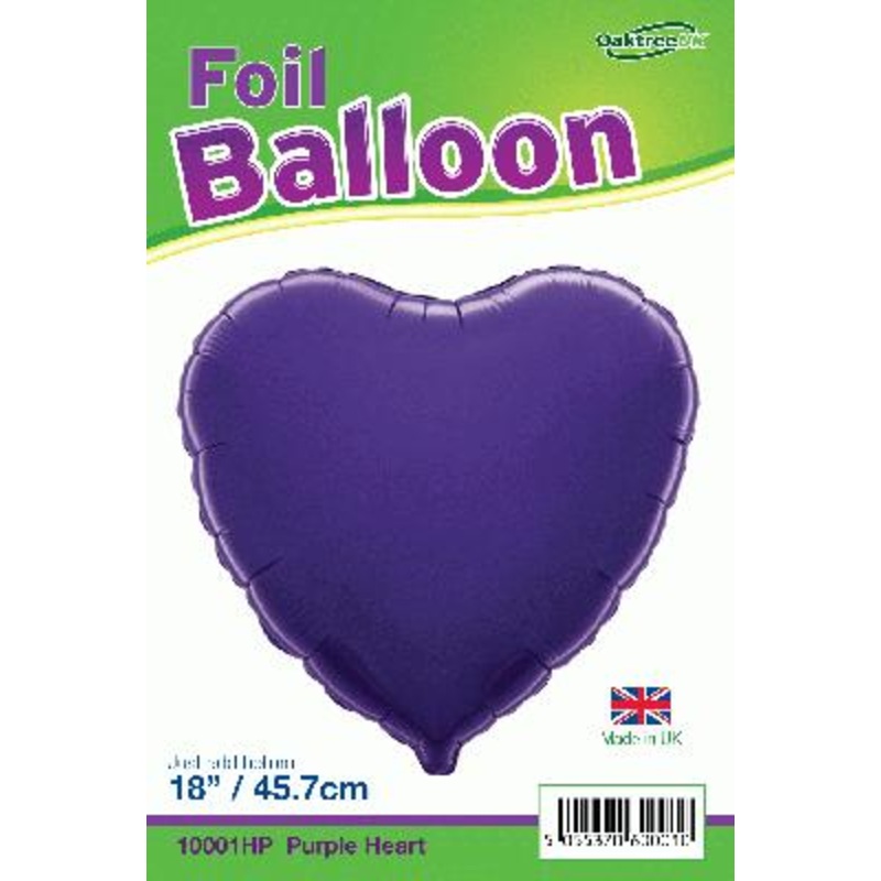 18 Purple heart Foil Helium Balloon