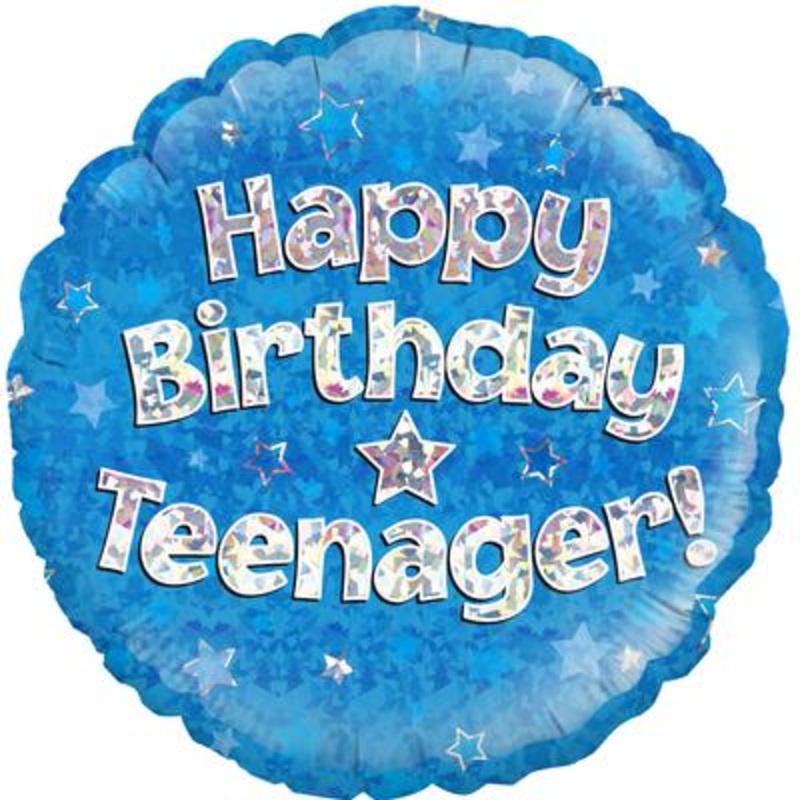 18 Round Foil Balloon – Happy Birthday Teenager Blue