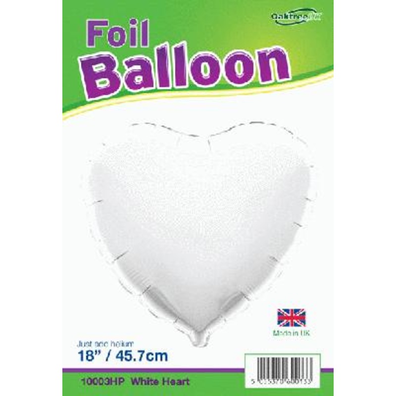 18 White heart Foil Helium Balloon