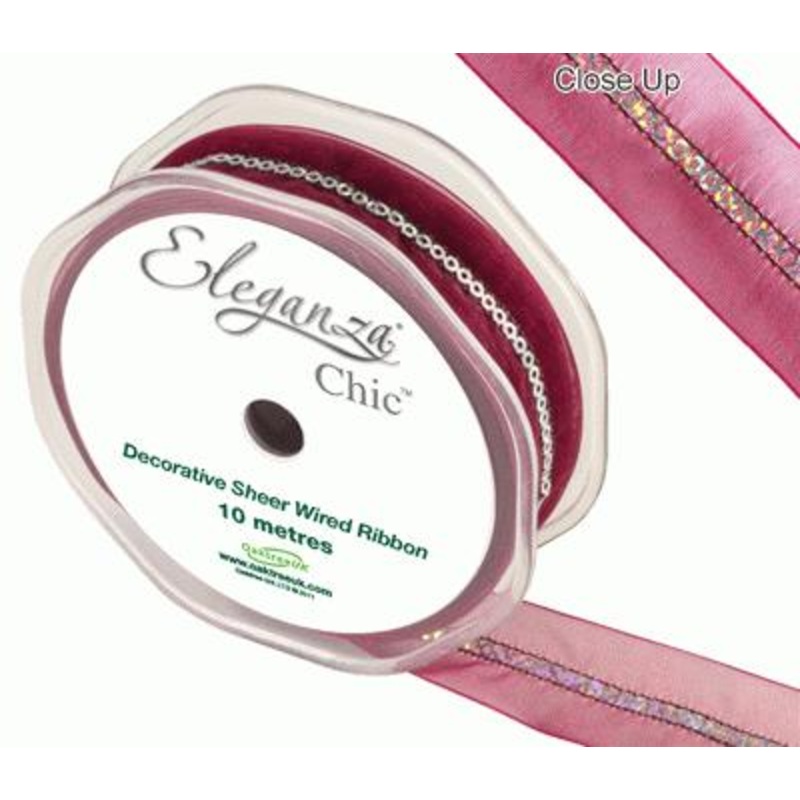 25mm x 10m  Decorative Sheer Ribbon –  burgundy