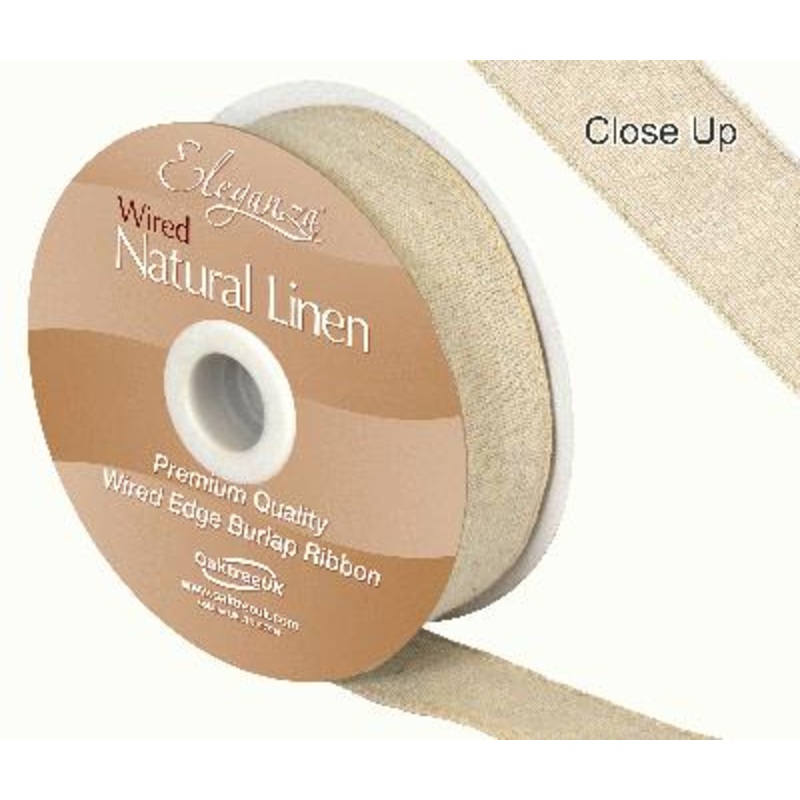 32mm x 10m Natural Linen Wired Edge Ribbon (discontinued)