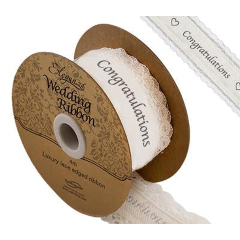 Cotton Lace Edge Congratuations 38mm x 4m
