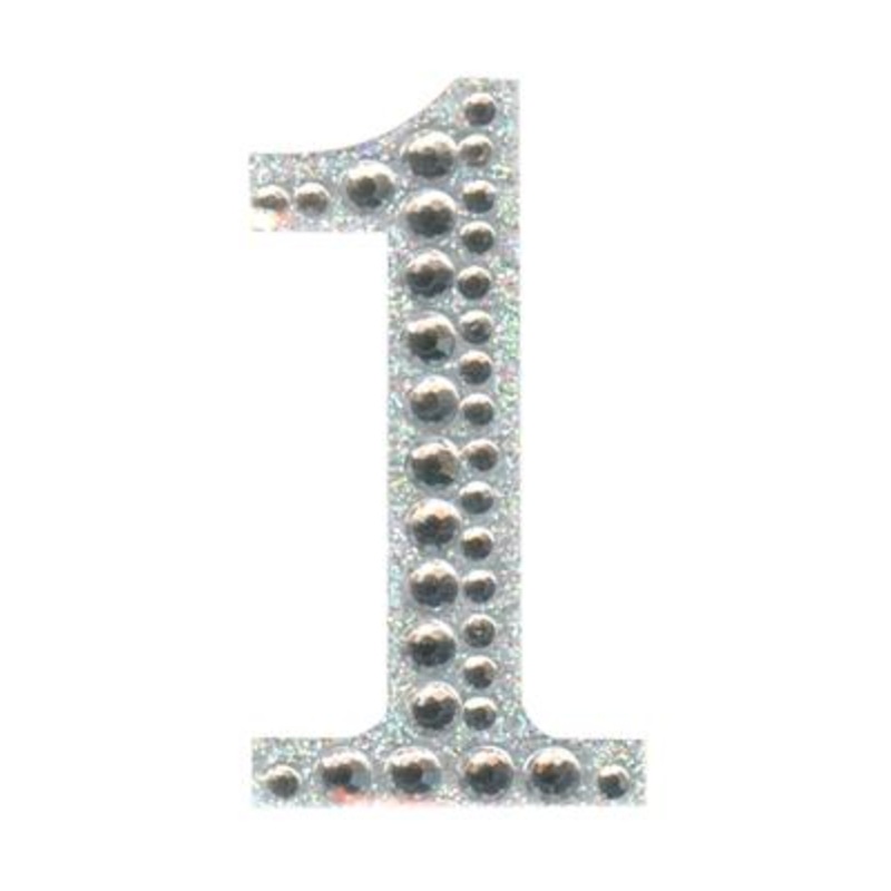 Eleganza Craft Sticker 5cm Diamante Encrusted Single Number – 1
