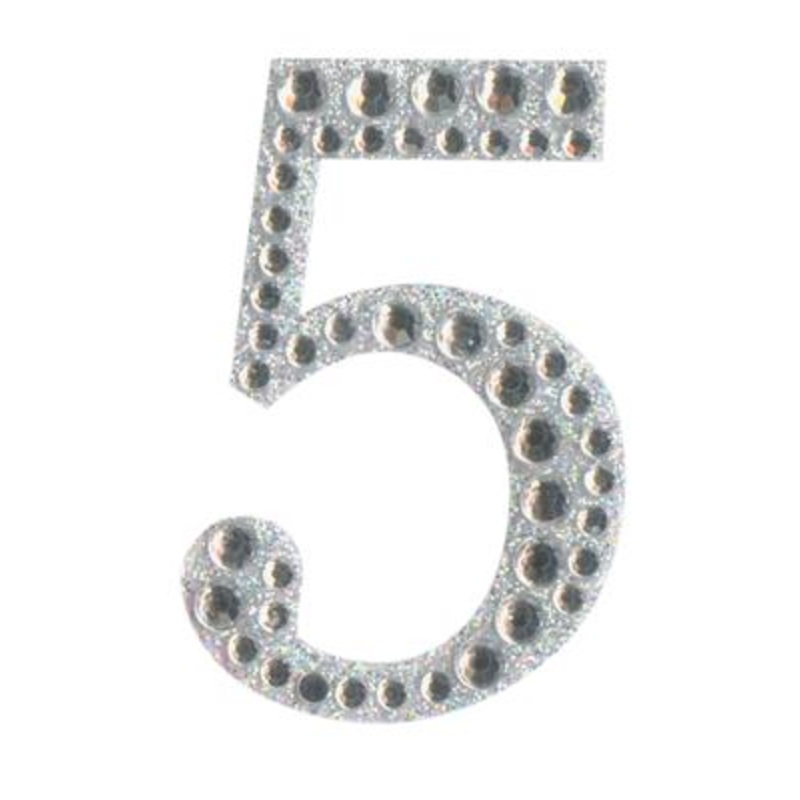 Eleganza Craft Sticker 5cm Diamante Encrusted Single Number – 5