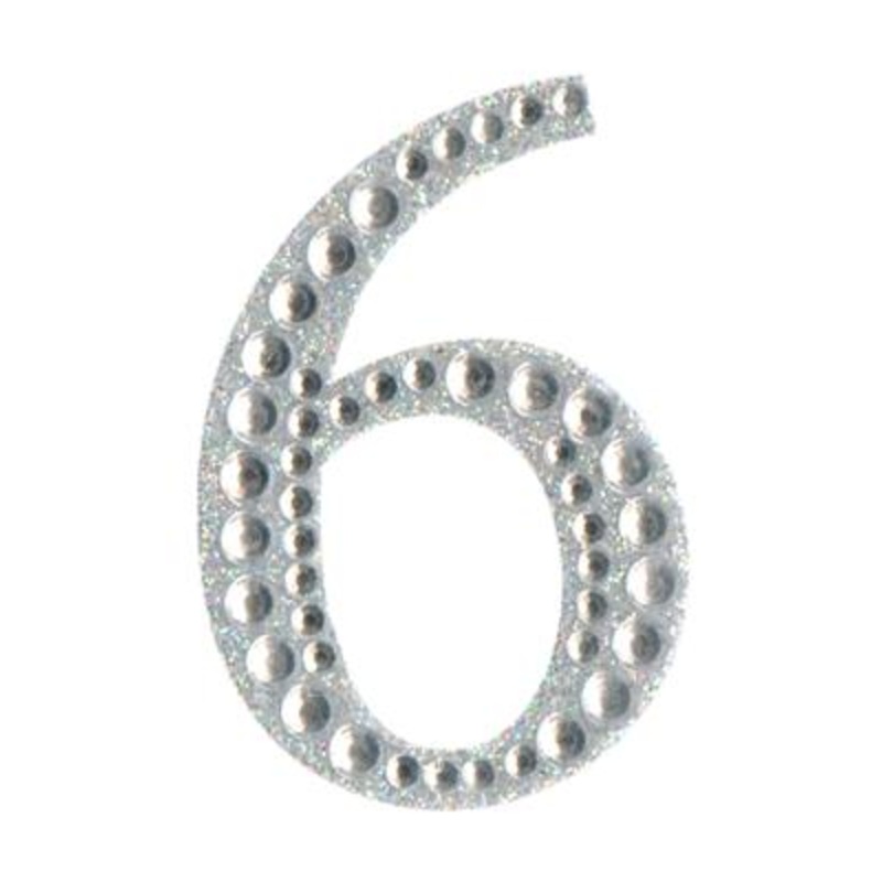 Eleganza Craft Sticker 5cm Diamante Encrusted Single Number – 6