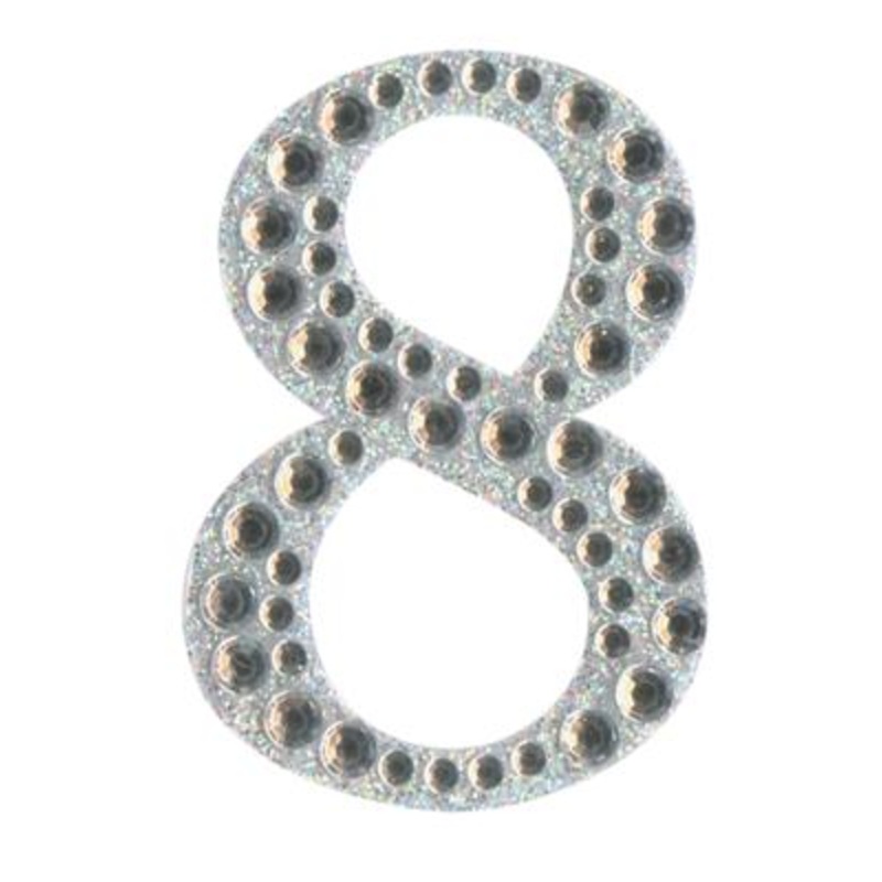 Eleganza Craft Sticker 5cm Diamante Encrusted Single Number – 8