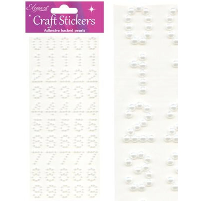 White Pearl Number Craft Stickers